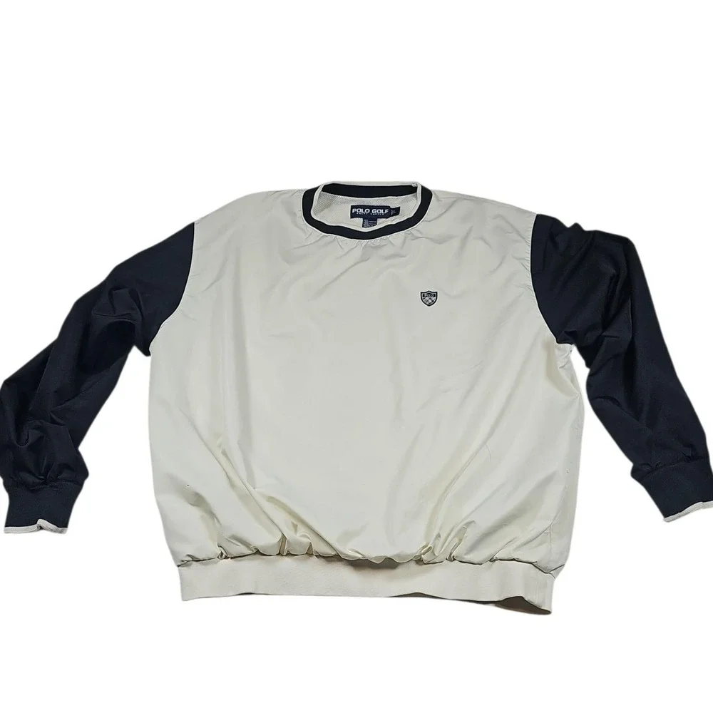 VTG 90's‎ Polo Golf Ralph Lauren Pullover Beige Black Colorblock Windbreaker L